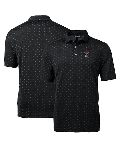 Cutter & Buck Men's Black Texas Tech Red Raiders Big Tall Virtue Eco Pique Tile Print Polo Shirt