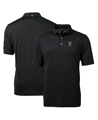 Cutter & Buck Men's Black Texas Tech Red Raiders Big Tall Virtue Eco Pique Tile Print Polo Shirt
