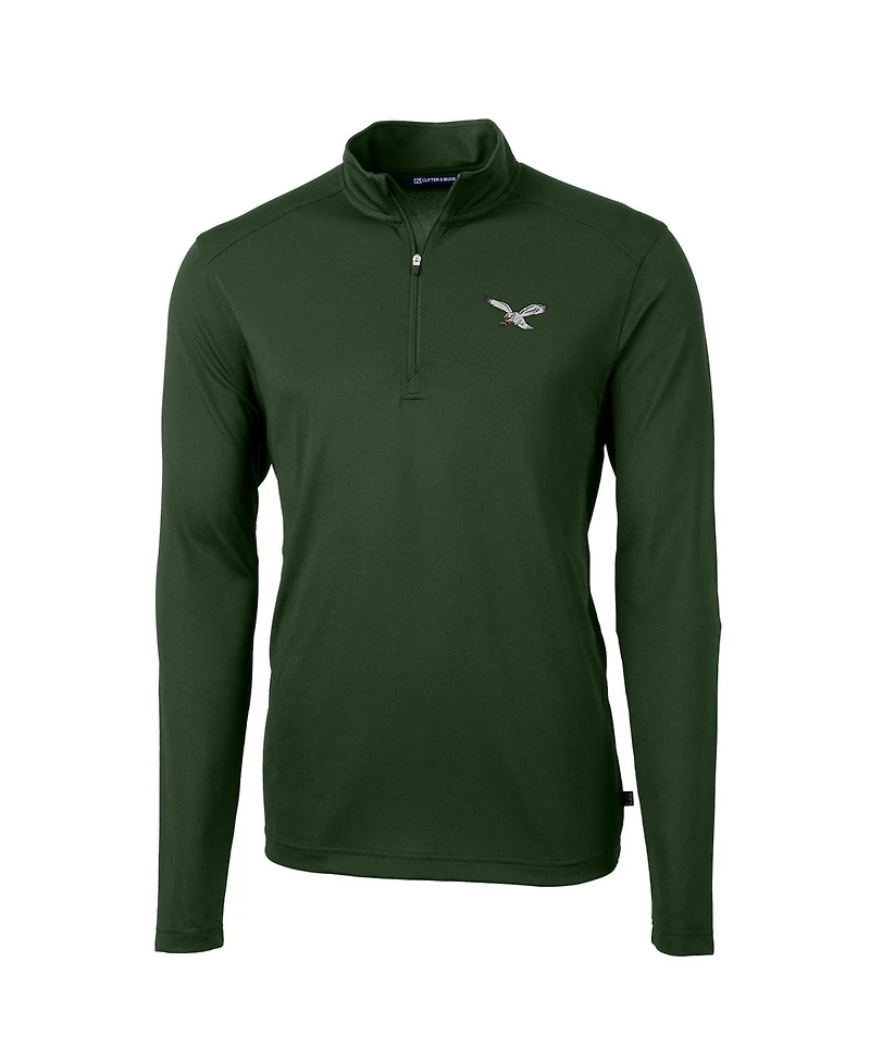 Cutter & Buck Men's Hunter Green Philadelphia Eagles Virtue Eco Pique Quarter-Zip Pullover Hoodie