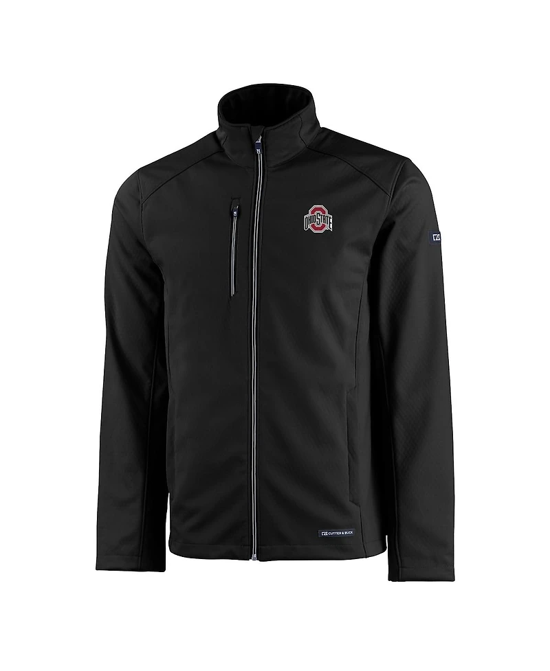 Cutter & Buck Men's Black Ohio State Buckeyes Primary Logo Evoke Eco Softshell Full-Zip Jacket