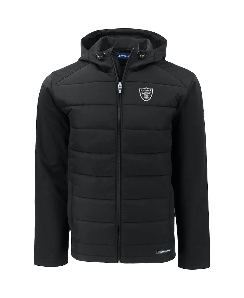 Cutter & Buck Men's Black Las Vegas Raiders Evoke PrimaLoft Hybrid Eco Softshell Full-Zip Hooded Jacket