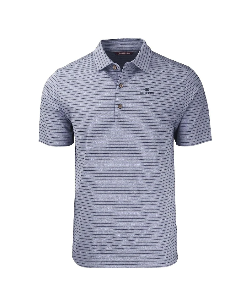 Cutter & Buck Men's Heather Navy Notre Dame Fighting Irish Forge Eco Heathered Stripe Stretch Polo Shirt
