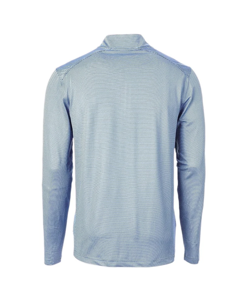 Cutter & Buck Men's Light Blue/Navy Citadel Bulldogs Vault Dry Tec Virtue Eco Pique Micro Stripe Quarter-Zip Pullover Hoodie