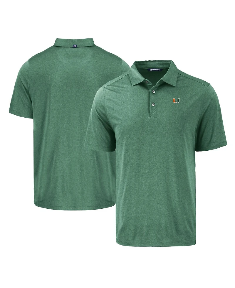 Cutter & Buck Men's Green Miami Hurricanes Coastline Epic Comfort Eco Polo Shirt
