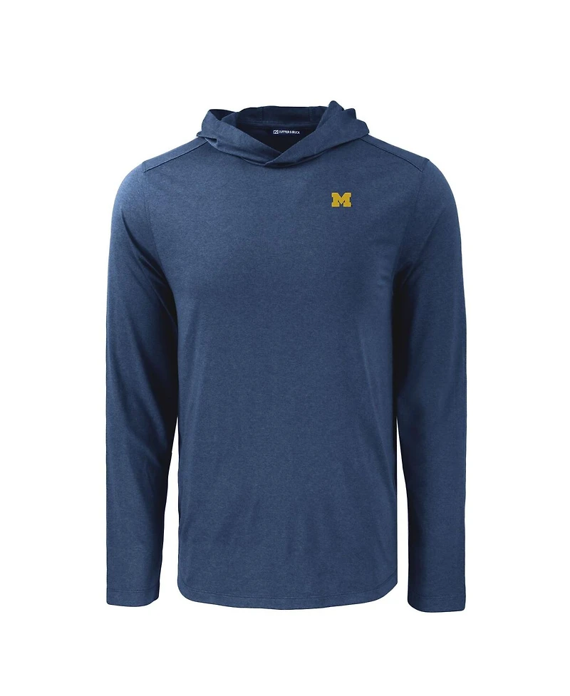 Cutter & Buck Men's Navy Michigan Wolverines Coastline Epic Comfort Eco Long Sleeve Hoodie