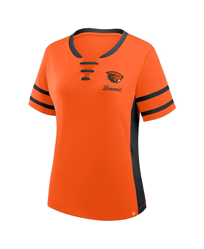 Fanatics Women's Orange/Black Oregon State Beavers Be Fearless Athena Lace-Up T-Shirt