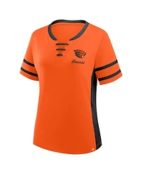 Fanatics Women's Orange/Black Oregon State Beavers Be Fearless Athena Lace-Up T-Shirt