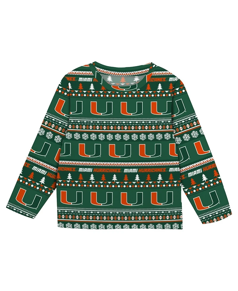 Outerstuff Baby Boys and Girls 2-Piece Newborn Green Miami Hurricanes Ugly Sweater Pajama
