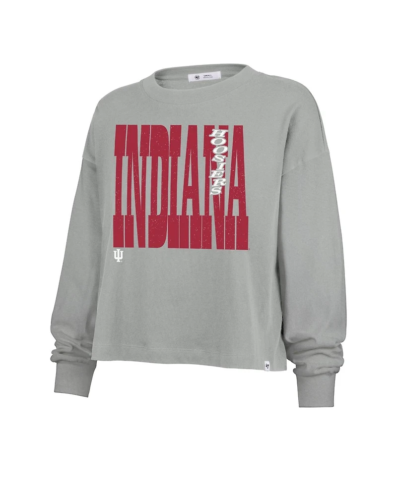 47 Brand Women's Gray Indiana Hoosiers Stacked Sydney Long Sleeve T-Shirt