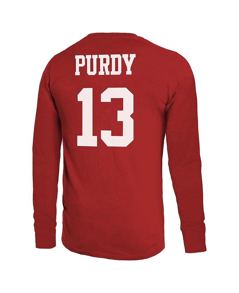 Majestic Threads Men's Brock Purdy Scarlet San Francisco 49ers Name Number Long Sleeve T-Shirt