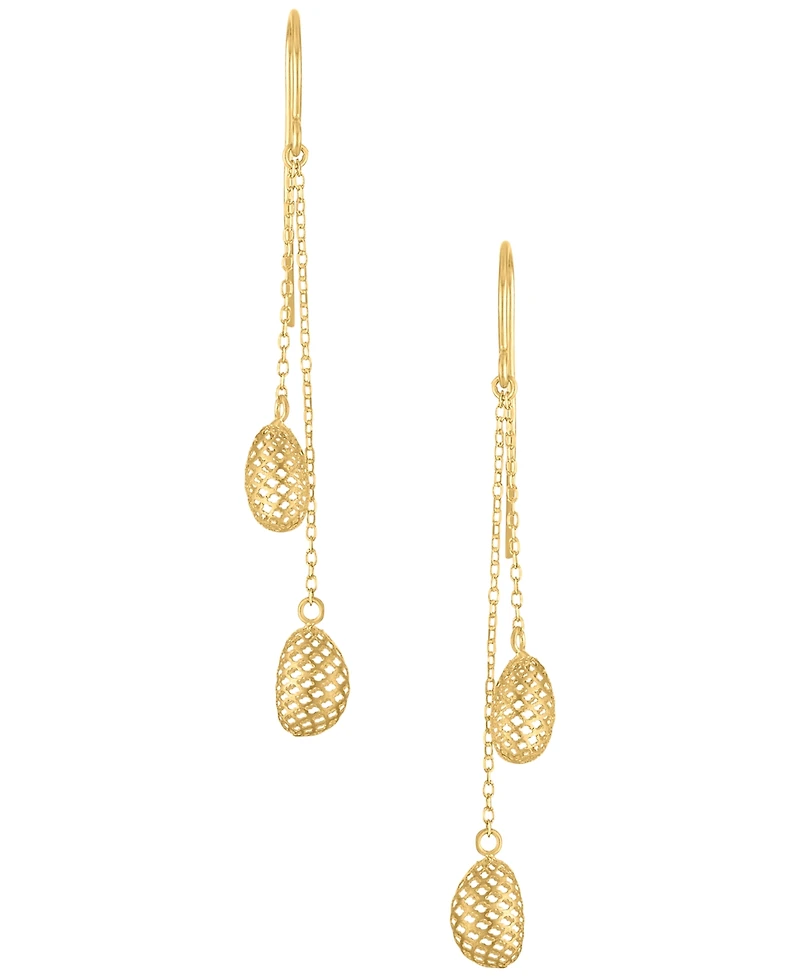 Macy's Polished Textured Bead Drop Earrings in 10k Yellow Gold