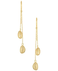 Macy's Polished Textured Bead Drop Earrings in 10k Yellow Gold