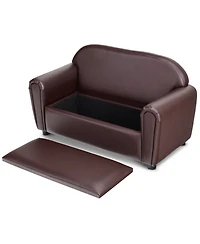 Gymax Kids Sofa Armrest Chair Lounge Couch Wood Construction Storage Box Living Room