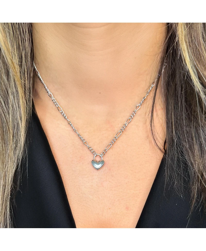 The Lovery Figaro Heart Padlock Necklace Sterling Silver