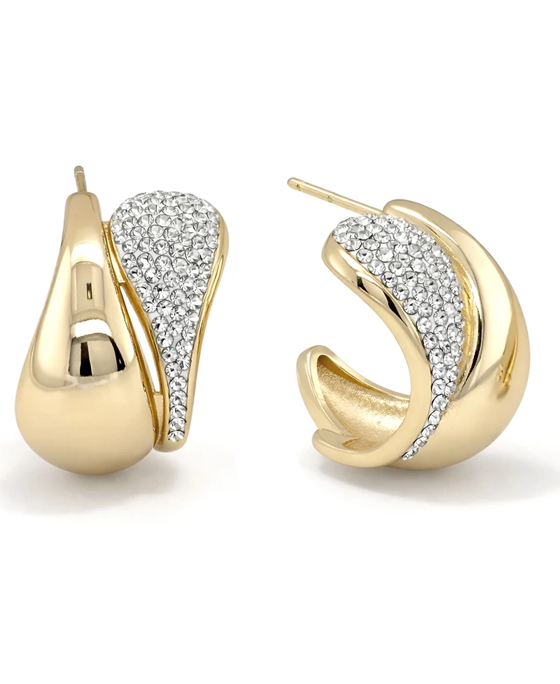 And Now This Crystal Double Teardrop C Hoop Earring