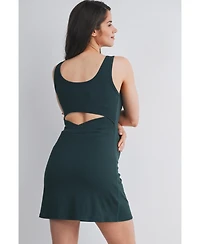 Hello Miz Maternity Ribbed Bodycon Mini Tank Dress with Built-In Shorts