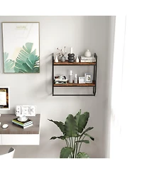 sumyeg Over The bath fixture Wall Mounted Storage Shelf with Metal Frame Organizer