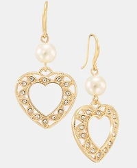 Charter Club Crystal Heart Drop Earrings, Macy's Exclusive