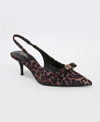 Berness Women's Charleigh Slingback Kitten Heels with Bow Detail
