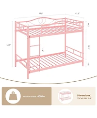 gaomon Twin Over Twin Metal Bunk Bed Ladder Guardrails Heavy Duty 400 Lbs No Box Spring Easy Assembly