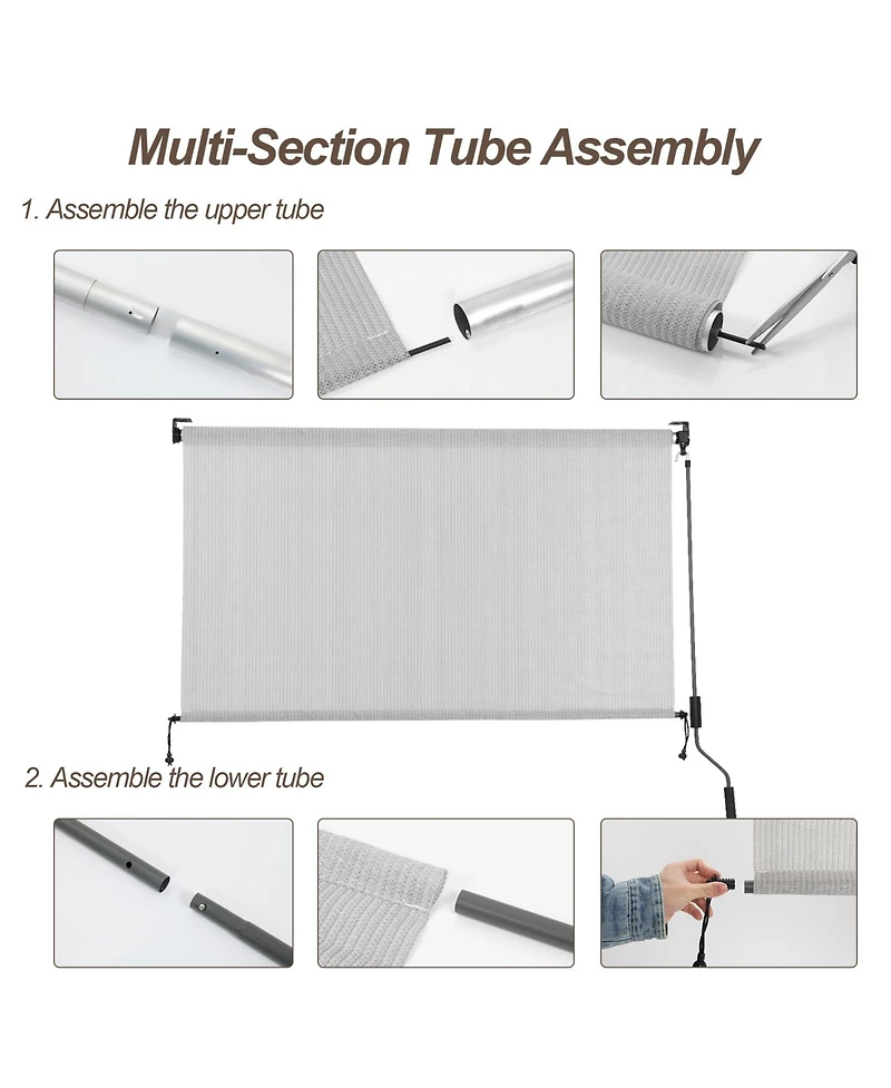 Aoodor Patio Roller Shade Hdpe Fabric Outdoor Cordless Roll Up with Uv Protection, Blinds