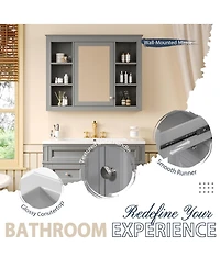 Sillysis 36" Bathroom Vanity with Sink and Mirror, Modern Freestanding Solid Wood Mdf Cabinet, 3 Drawers 2 Doors for Large Storage