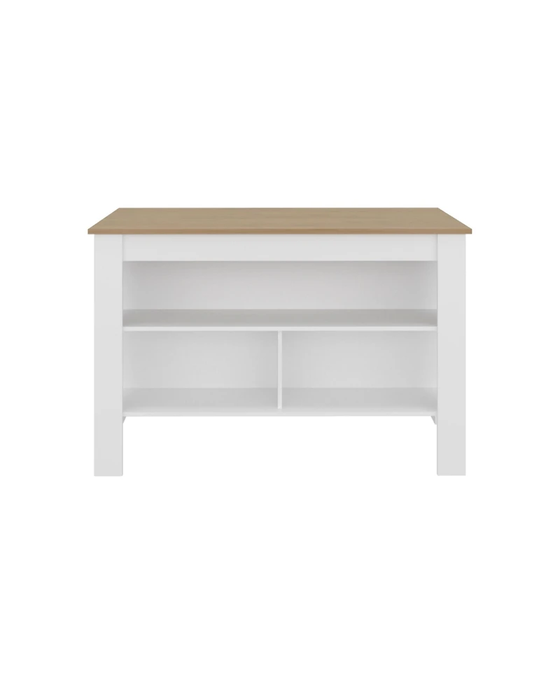 Fm Furniture Yoder Kitchen Island with Open Storage Shelves for Home Organization