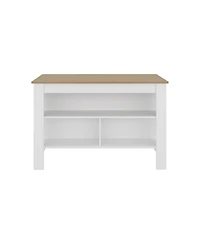 Fm Furniture Yoder Kitchen Island with Open Storage Shelves for Home Organization