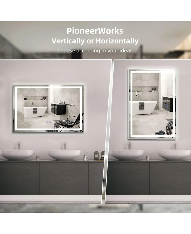 Homfan Led Bathroom Mirror with Lights, Anti-Fog, Dimmable, Backlit + Front Lit, Lighted Vanity for Wall, Memory Function, Waterproof