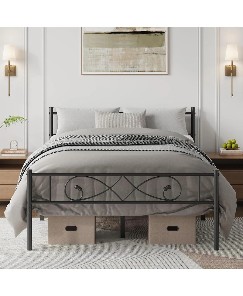 gaomon Platform Bed Frame, Metal with Unique Fist Design Headboard, Under Bed Storage, No Box Spring Required, Easy Assembly Noise Free