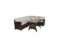 Slickblue Hand Woven Rattan Outdoor Sofa Set, 3 Pieces with Table