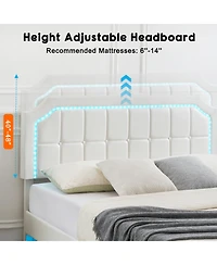 gaomon Floating Bed Frame Rgb Led Headboard Adjustable Height Upholstered Metal Platform Easy Assembly No Box Spring