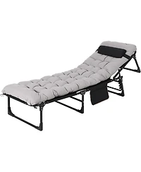 gaomon TrailBlaze Heavy-Duty Folding Camping Cot Bed for Adults – Removable Thick Mattress, Pillow & Side Pocket, Portable Oxford, 400lbs Capac