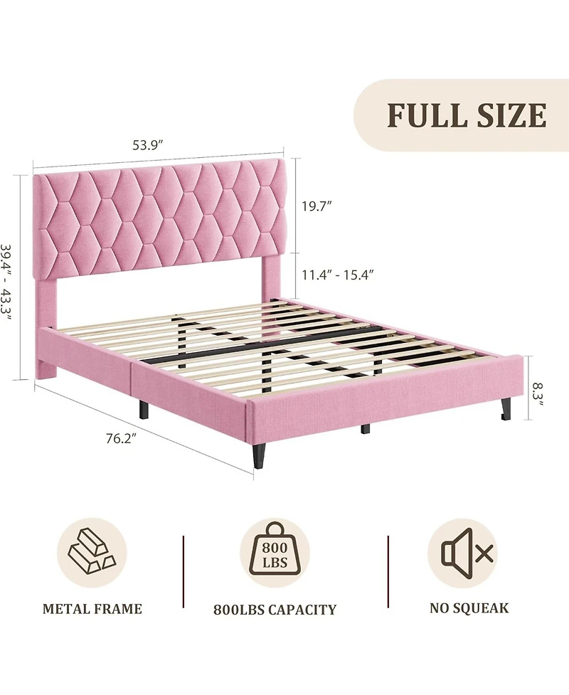 gaomon Platform Bed Frame with Adjustable Upholstered Headboard, Modern Bed Frame with Wooden Slats Support & Triangular Feet