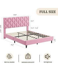 gaomon Platform Bed Frame with Adjustable Upholstered Headboard, Modern Bed Frame with Wooden Slats Support & Triangular Feet
