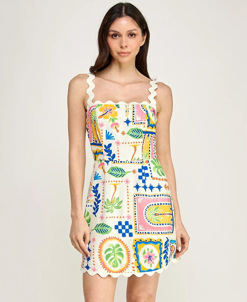 Trixxi Women's Sleeveless Ric Rac Trim Detail Slim Dress