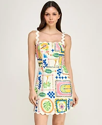 Trixxi Women's Sleeveless Ric Rac Trim Detail Slim Dress