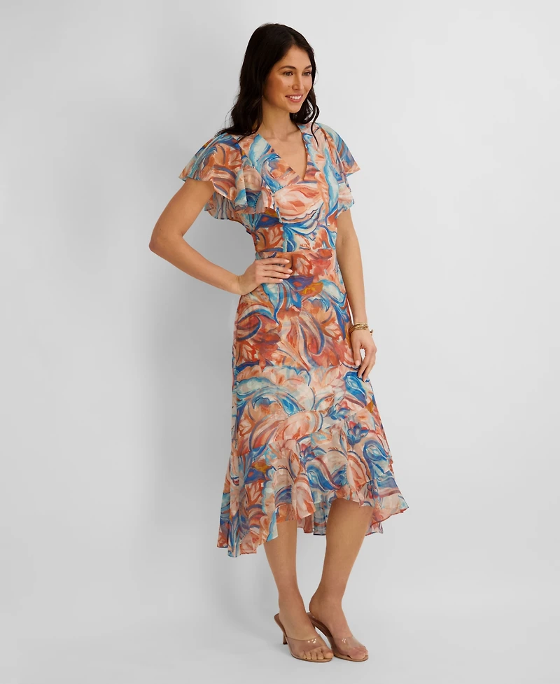 kensie Women's Printed Burnout Chiffon A-Line Dress