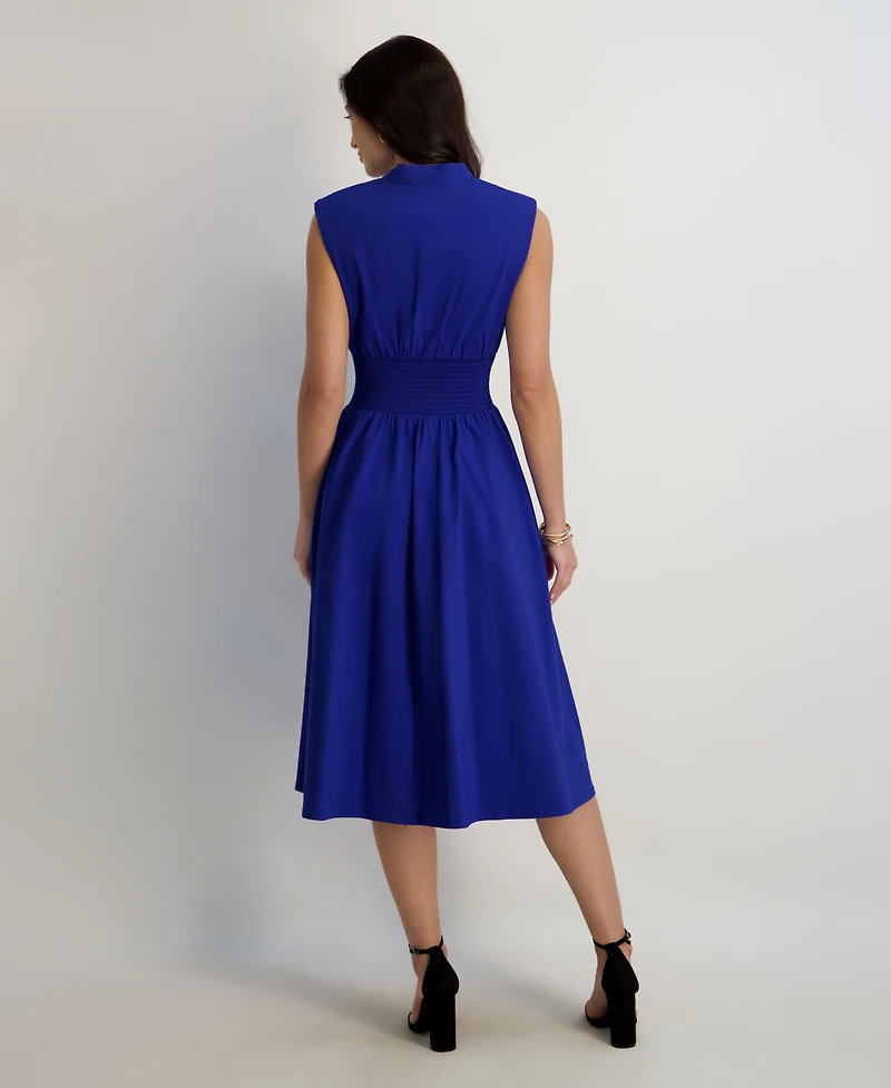 kensie Women's Sleeveless V-Neck Zip-Front Maxi Dress