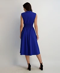 kensie Women's Sleeveless V-Neck Zip-Front Maxi Dress