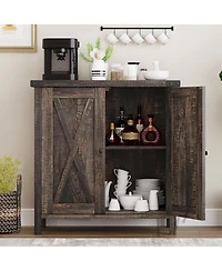 gaomon Small Storage Cabinet 2 Piece, Farmhouse Sideboard Buffet Cabinet with 2 Doors and Adjustable Shelves, Entryway Console Cabinets