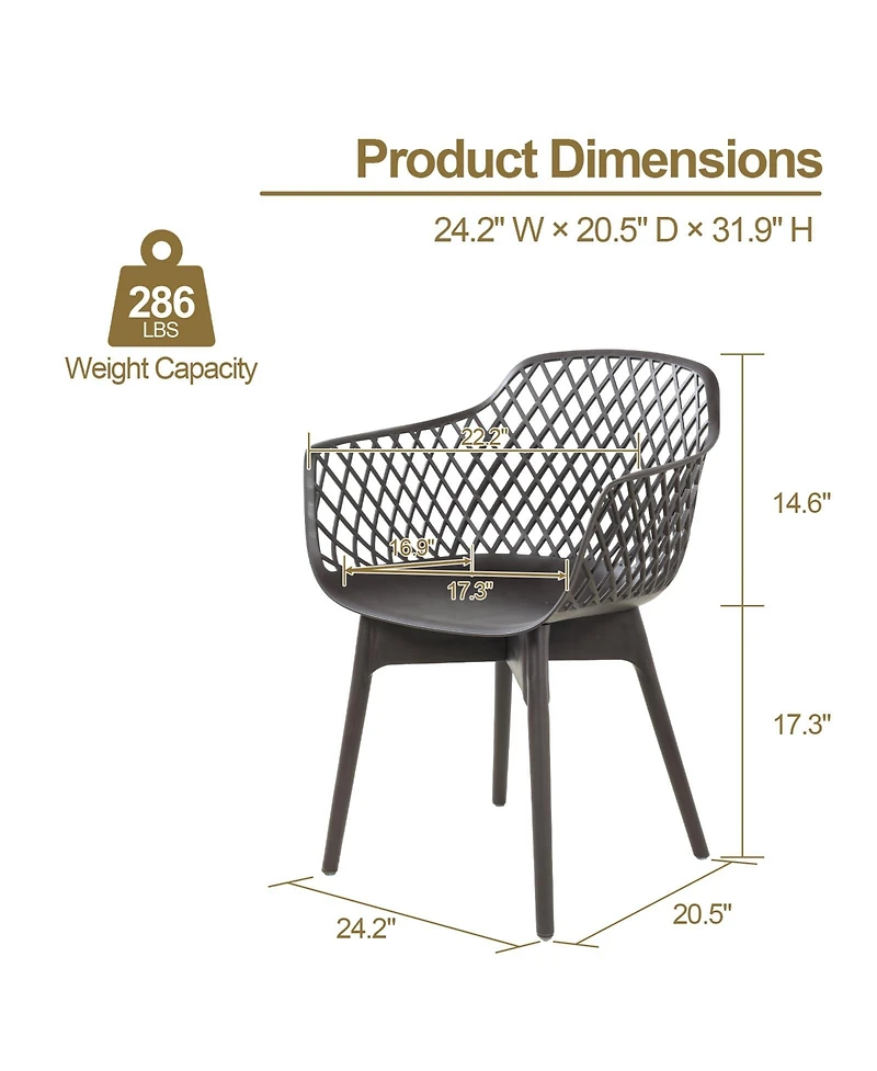 Aoodor Modern Dining Chairs Set of 4, Weather-Resistant Plastic Cafe with Ergonomic Back and Non-Slip Pad, Suitable for Patio, Restaurant