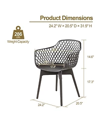 Aoodor Modern Dining Chairs Set of 4, Weather-Resistant Plastic Cafe with Ergonomic Back and Non-Slip Pad, Suitable for Patio, Restaurant