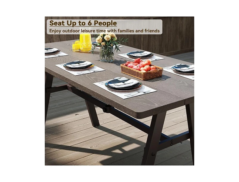 Slickblue Garden Outdoor Dining Table Seats 6 with Umbrella Hole