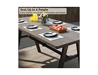 Slickblue Garden Outdoor Dining Table Seats 6 with Umbrella Hole
