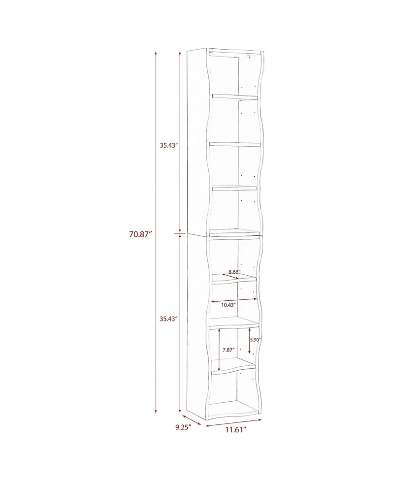 Rainsken 8-Tier Tall Narrow Bookshelf