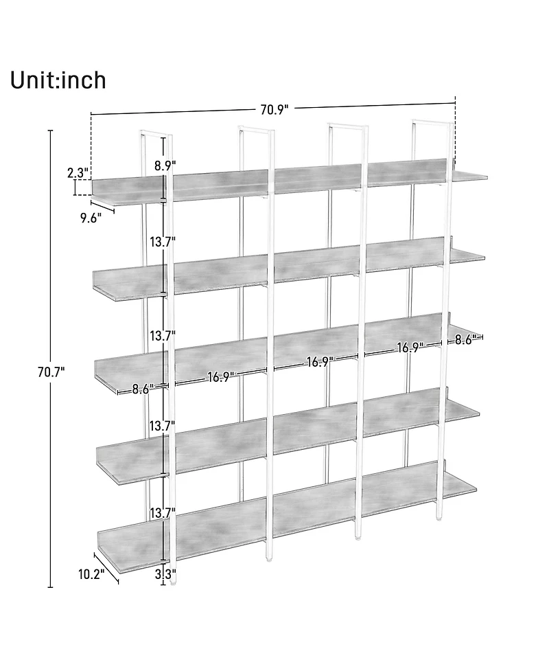 Rainsken 5 Tier Open Bookcase