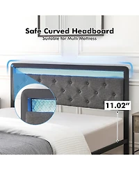 gaomon Queen Upholstered Platform Bed Frame Led Headboard 2 Storage Drawers Metal Slats No Box Spring Easy Assembly