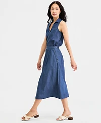 Nautica Women's Elastic Chambray Midi Skirt