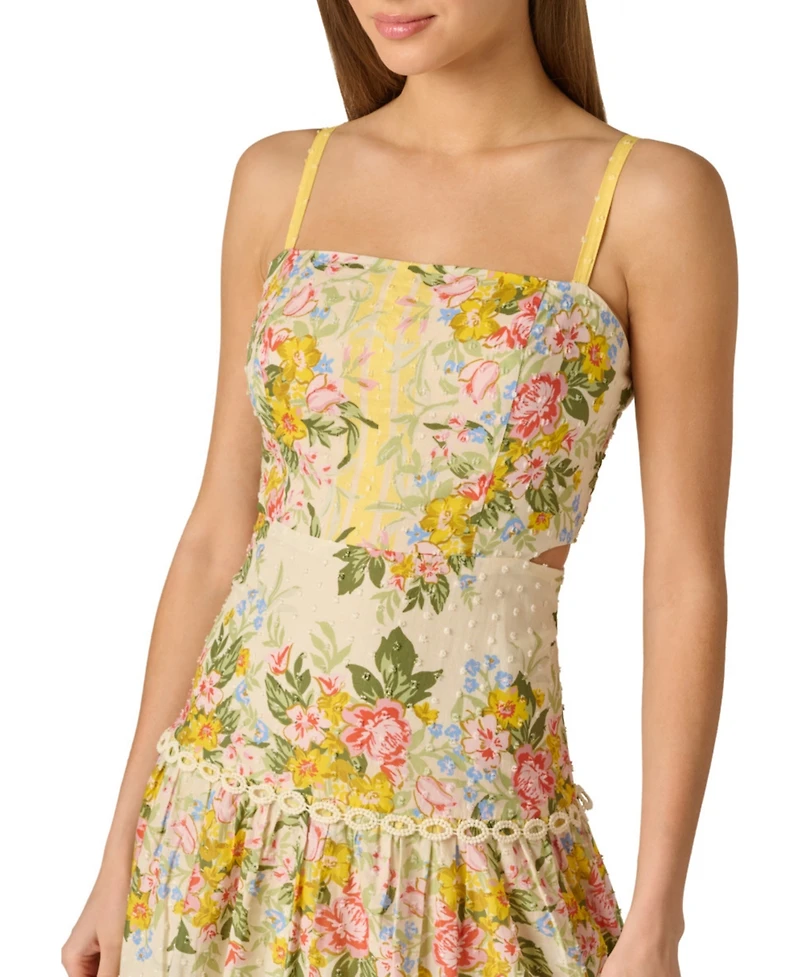 Adrianna Women's Printed Square Neck Midi Dress